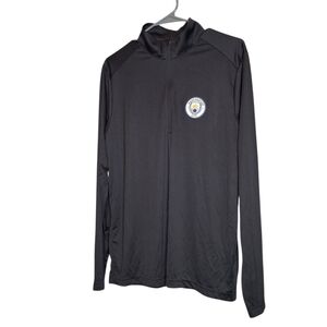 Manchester City Men's Tracksuit Top Longsleeve Quarter-Zip Black Size Medium